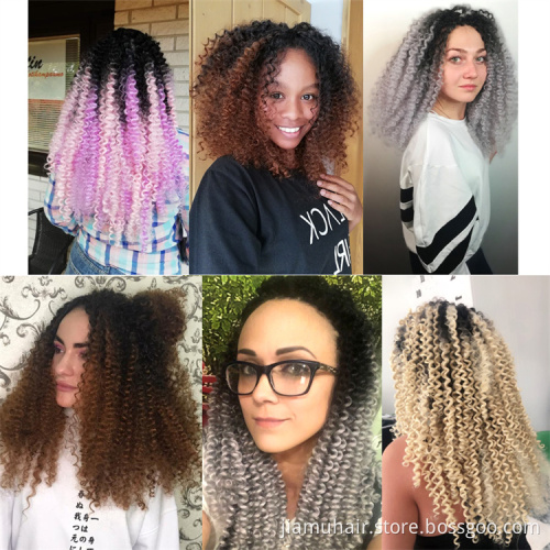 Bohemian Hair Water Wave Bulk Hair 14" Ombre Synthetic Hair Extensions Afro Curly Crochet Braids 100g